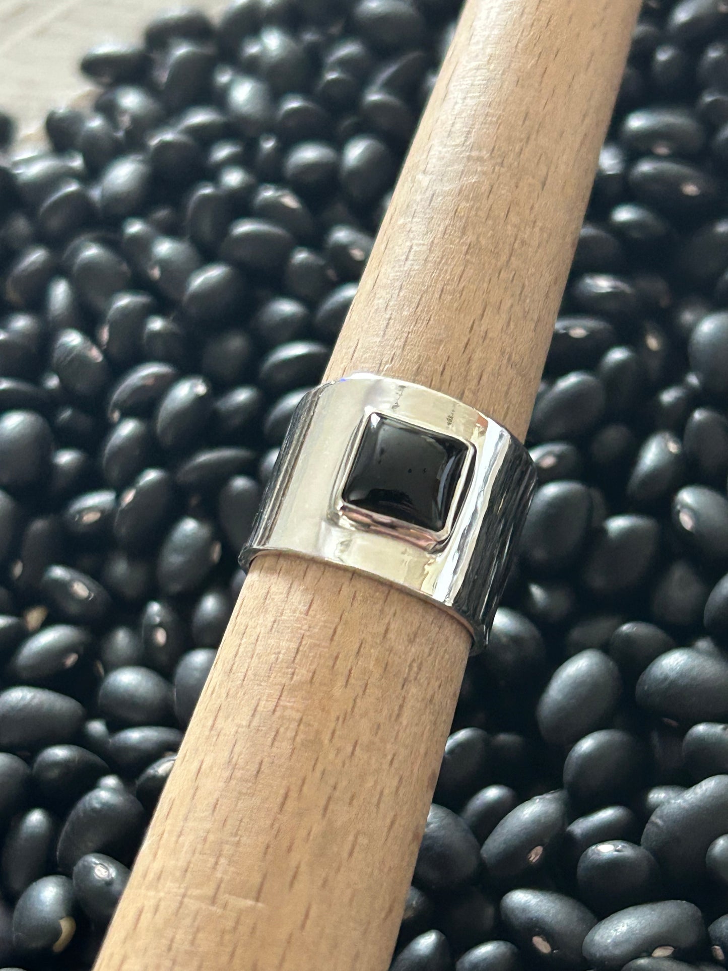 S8 Black Onyx Cigar Band Ring