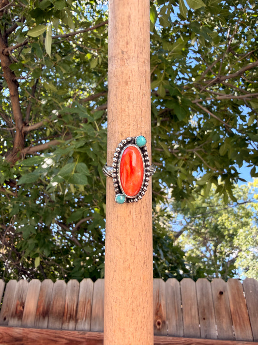 S9.75 Spiny & Turquoise Ring