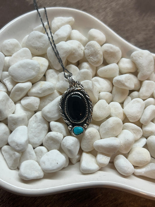 Black Onyx & Royston Turq Necklace